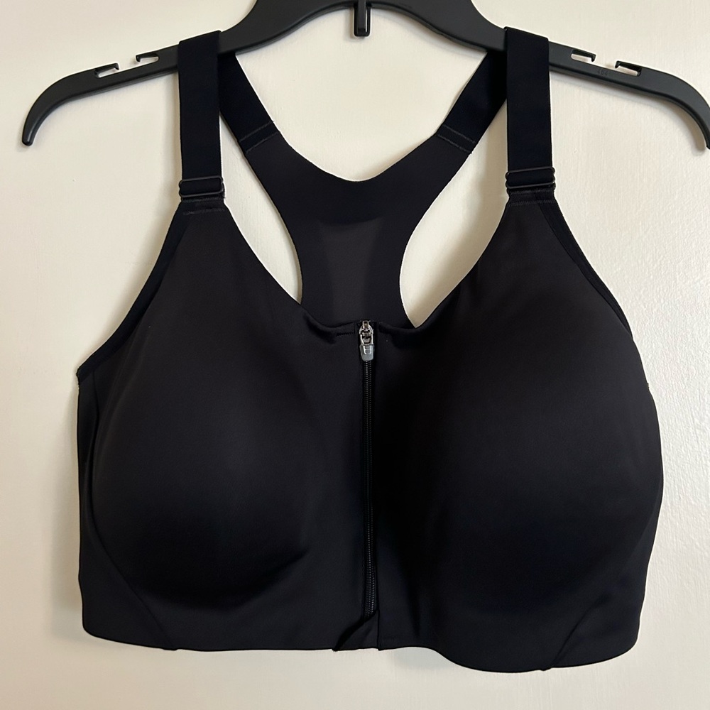 All in Motion Black Zip-Up Sports Bra - 38DD